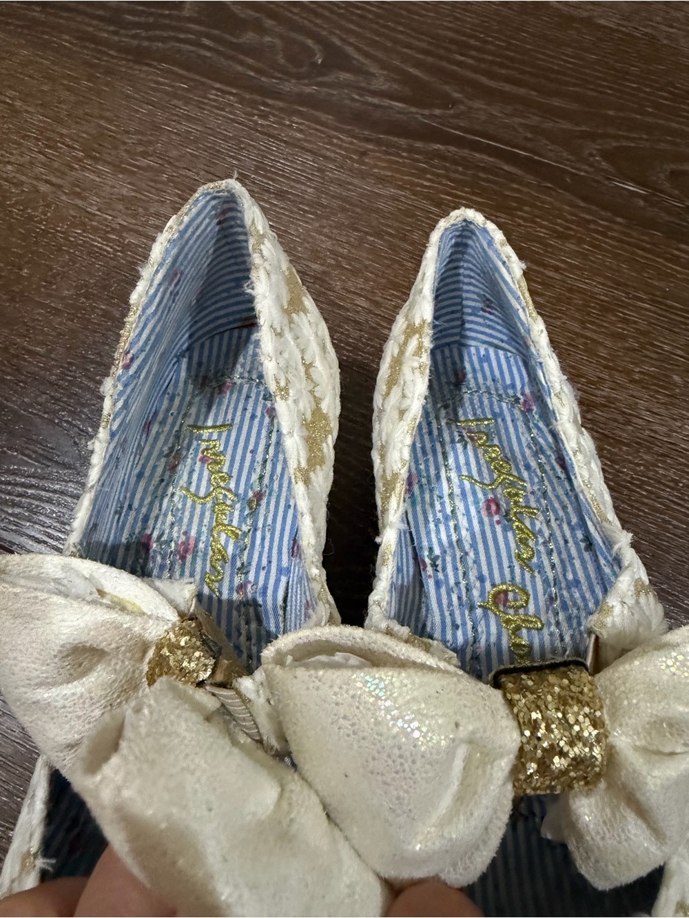 Irregular Choice Windsor Cream & Gold Floral Lace Heels w/ Bow Accent size 38/7 - Picture 10 of 15
